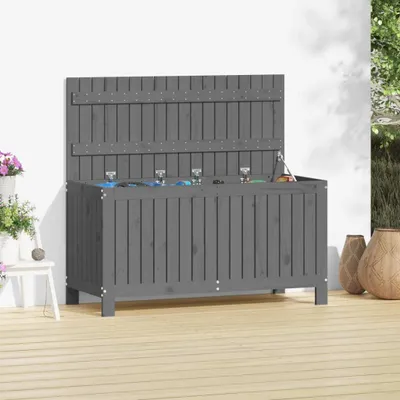 Produktbild von vidaXL Gartentruhe Grau 115x49x60 cm Massivholz Kiefer - Gartentruhe - Gartentruhen - Gartenbox - Garten Aufbewahrungsbox