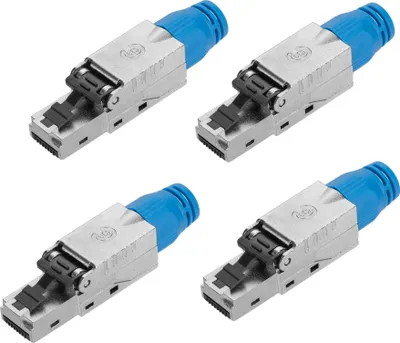 Produktbild von kwmobile 4x CAT 8 RJ45 Netzwerkstecker - mit Zugentlastung - geschirmt - werkzeuglos - CAT 8 LAN Netzwerkkabel Stecker - RJ45-Stecker Steckverbinder