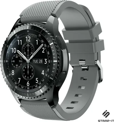 Produktbild von Strap-it Silikon-Smartwatch-Armband – passend für Samsung Galaxy Watch 1 (46 mm) / Galaxy Watch 3 (45 mm) / Gear S3 Classic & Frontier – Grau