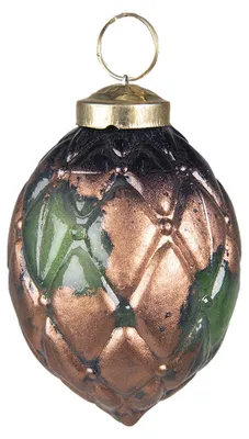 Imagen del producto de Adorno navideño de vidrio, marca Clayre & Eef, forma de esfera, diámetro de 7 cm, color verde