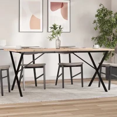 Produktbild von (NEU 2026) Esstisch X-Gestell 180x90x75,5 cm - Massivholz Kiefer & Stahl - Esstische - 34.16 kg