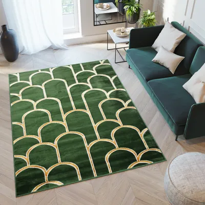 Obrázek produktu pro Koberec Tapiso, vhodný do obývacího pokoje nebo ložnice, s krátkým vlasem, moderní vzor, melírovaný, zelený, rozměry 120 x 170 cm