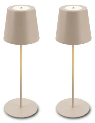 Produktbild von 2er Set Briloner Tischlampen kabellos, Touch, höhenverstellbar, Akku tauschbar, Beige, Maße: Ø36 x 10,5 cm