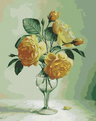 Produktbild von Zuty - Malen nach Zahlen - STILLLEBEN GELBE ROSEN IN EINER GLASVASE (PIETER WAGEMANS), 40x50 cm, ohne Keilrahmen