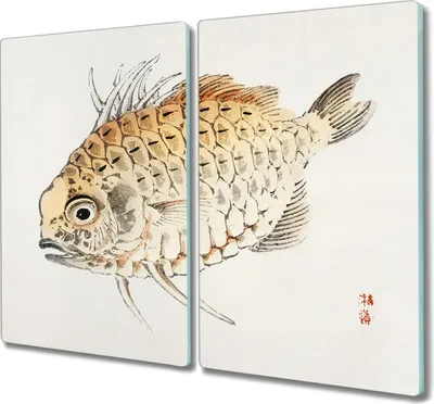 Produktbild von Coloray Hackbrett Kochplattenabdeckung Herdabdeckplatte 2x30x52 cm Schneidebrett Küchenbrett - Tiere Fische