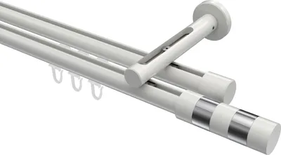 Produktbild von Interdeco Innenlaufstange / Gardinenstange mit Innenlauf Weiß, Typ Siteno Mavell (Zylinder Bicolor), 20 mm Ø 2-läufig, 420 cm
