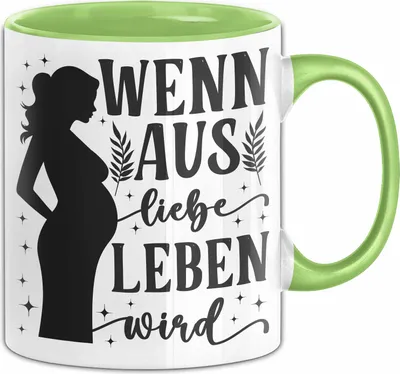Produktbild von Schwangerschaft Tasse Geschenk Verkündung Geschenkidee Wenn Aus Liebe Leben Wird Kaffee-Becher (Grün)