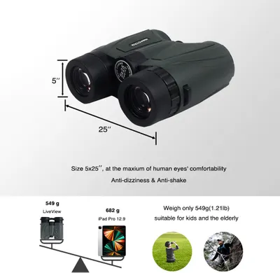 Produktbild von 5X25 Fernglas Teleskop 15,8¡ã Ultra Weitwinkel 829ft/1000yds Sichtfeld fuer Konzerte Sportveranstaltungen Vogelbeobachtungen Tierbeobachtungen Camping Wandern