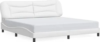 Zdjęcie produktu dla Rama Łóżka Bez Materaca, Hvar, Biała, 200X200 Cm, Sztuczna Skóra Lumarko!