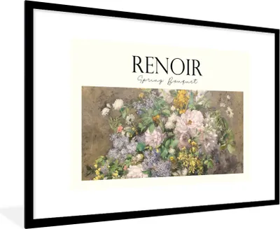Produktbild von MuchoWow® Gerahmtes Poster Gemälde - Renoir - Blumen 90x60 cm - Poster mit Schwarzem Bilderrahmen Wandposter Rahmen Foto Bilder - Wanddekoration - Fotos