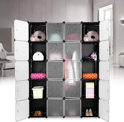 Produktbild von JEOBEST Kleiderschrank DIY - 20-Cube Kleiderschrank| Wardrobe Rack Steckregal Garderobe Badregal 183x37x147cm