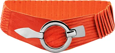 Produktbild von Glamexx24 Elastischer Damen Taillengürtel gürtel 6cm breiter Hüftgürtel mit silberner Ring-Farbe: Schlange orange -Größe: 85cm ( Taillenweite 76-108cm )