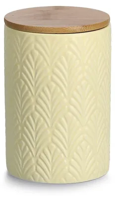 Vorratsdose mit Bambusdeckel, 720 ml, Keramik, gelb, Ø 10x15 cm