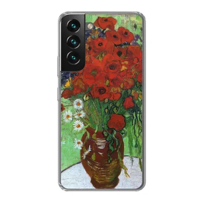 Produktbild von MuchoWow® Handyhülle Schutzhülle Hülle für Samsung Galaxy S22 Vase mit roten Mohnblumen und Gänseblümchen - Vincent van Gogh Silikon Softcase Handy Hülle - Mobiltelefonhülle