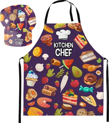 Produktbild von Kochmütze + Kochschürze, Set 2-teilig, für Kinder, Jungen und Mädchen, Kochhaube und Schürze mit Klettverschluss, Kitchen Chef [099]