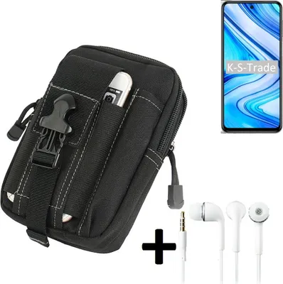 Produktbild von K-S-Trade Gürteltache + Kopfhörer kompatibel mit Xiaomi Redmi Note 9S Gürtel Tasche Holster Schutz Hülle Handy Hülle  schwarz inkl. Extrafächer