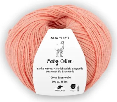 Produktbild von Pro Lana BABY Baumwolle 50 g 100 % Baumwolle Babywolle speichelecht 155 m Farbe 034 - lachs
