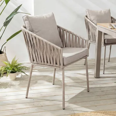 Produktbild von riess-ambiente Stuhl ROPE greige Metall In- und Outdoor Gartensessel inkl. Kissen wetterfest