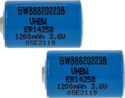 Produktbild von vhbw 2x ER14250 Rundzellenbatterien Ersatz für UHE-ER14250, UHE-ER14250-X, VL1/2AA, XL-050F, TL-5151S - Spezialbatterien (1200 mAh, 3,6 V, Li-SOCl2)