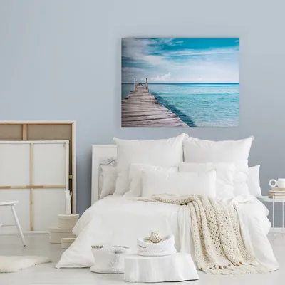 Produktbild von Art for the Home Leinwand Bild Wanddeko Schlafzimmer Wohnzimmer Meer 75 x 100 cm