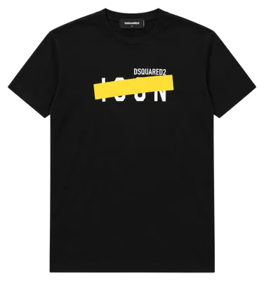 Produktbild von Dsquared2 Be Icon Tape T-Shirt Herren Schwarz Gelb XXL