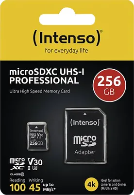 Produktbild von Intenso UHS-I Professional 256 GB microSDXC, Speicherkarte, (UHS-I U3