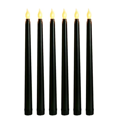 Produktbild von MasterLED LED-Stabkerzen 6er Set 27,5 cm 2000 K Flammeneffekt schwarz 2 x AAA