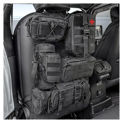 Produktbild von Molle Tasche Auto Organizer - Molle Taktischer Autositz Organizer mit 5 abnehmbaren Molle Taschen (Schwarz)