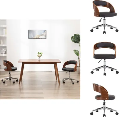 Immagine prodotto di vidaXL Sedia da ufficio girevole in legno curvato nero e Pelle finta - Sedie da ufficio