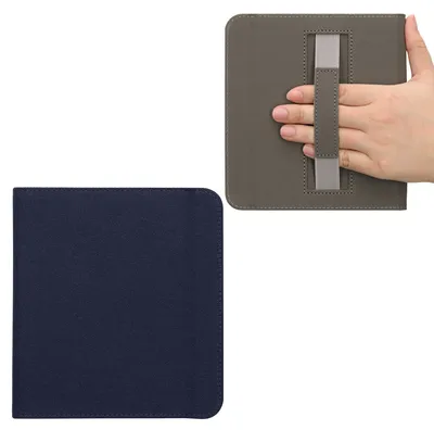 Produktbild von kwmobile Klapphülle kompatibel mit Kobo Kobo Libra Colour / Tolino Vision Color Hülle - Canvas Case - eReader Schutzhülle mit Schlaufe in Dunkelblau