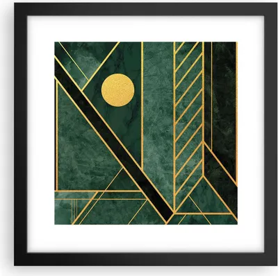Produktbild von Gerahmtes Poster - Schwarzer Rahmen - Grün Stück geometrisch - 30x30 cm - Wand Bild - Wanddeko - Wandbilder - Kunstposter - Wandposter - Bilderrahmen - Bilder - Kunstdruck - P2BAC30x30-4797