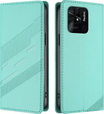 Image de Etui pour Xiaomi Redmi 10C/Poco C40, étui portefeuille en cuirPolyuréthaneavec fente pour cartes et fonction stand Türkis
