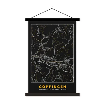 Produktbild von MuchoWow® Textilposter Göppingen - Stadtplan - Deutschland - Karte - Gold 120x180 cm mit schwarzem Rahmen - Fotos