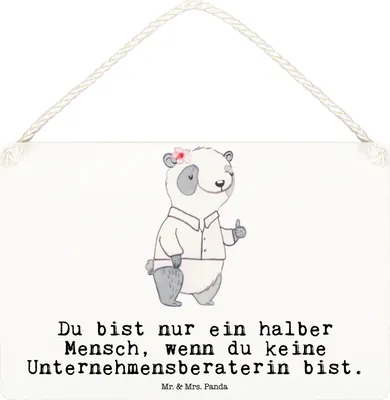 Produktbild von Mr. & Mrs. Panda Schild Unternehmensberaterin Herz DIN A6 - Weiß - Geschenk, wandtafel, Holzschild, Türschild, holzbild, kleine aufmerksamkeit