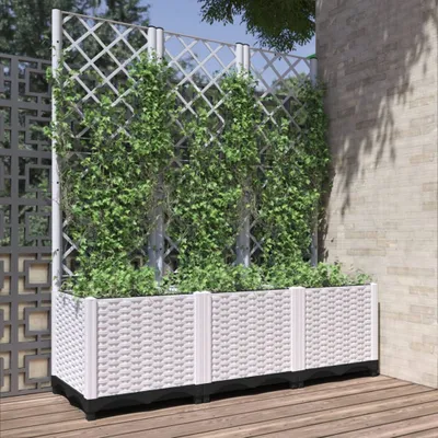 Obrázok produktu pre Maison Exclusive - Záhradný kvetináč s mriežkou biely 120x40x136 cm PP