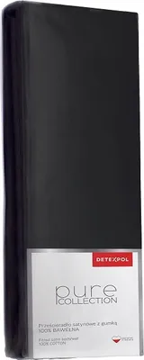 Image de Detexpol Drap de satin avec élastique 220x200 noir couleur unie Pure