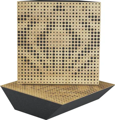 Produktbild von 2-Stück Eck-Akustik-Bassfalle für Aufnahmestudio |UNIVERSE 50x50x10cm | Absorption und Diffusion | Farbe: Eiche