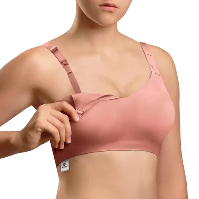 Immagine prodotto di Vulpes Goods Reggiseno per l'allattamento, Senza ferretto, Reggiseno per la gravidanza, Spalline regolabili, Tessuto ultra morbido, Imbottitura removibile, Rosa, L