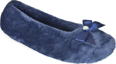 Produktbild von Damen Velours-Hausschuhe im Ballerina-Stil 510 (36/37 EU) (Marineblau)