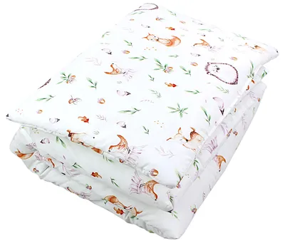 Produktbild von TupTam Kinder Gemusterte Bettdecken Set Ganzjahresdecke Bettdecke Kopfkissen Flachkissen 2tlg., Farbe: Lichtung / Rehe, Größe: 135x100 cm