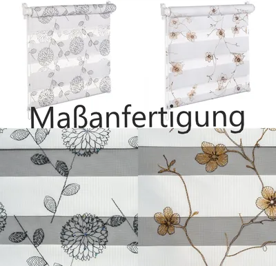 Produktbild von Maßanfertigung Doppelrollo mit Pailetten und Glanzfaser WEISS/BRAUN bis Stoffbreite 200cm und bis Stofflänge 200cm