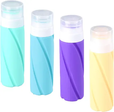 Produktbild von Reiseflaschen Set 4 Stück 100 ml, Silikon, 13,5 x 3,5 cm, für Urlaub