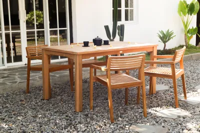 Produktbild von Esstisch Teakholz 150x90x75 cm, robuster Gartentisch massiv