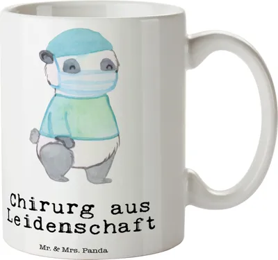Produktbild von Mr. & Mrs. Panda Tasse Chirurg Leidenschaft - Weiß - Geschenk, Keramiktasse, Krankenhaus, Spruch, Kaffeetasse, bedruckt, Arzt, Notfallchirurg, Kaffeebecher, Geschenktasse