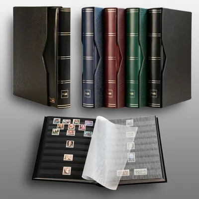 Produktbild von Prophila Collection 60 Schwarze Seiten Briefmarkenalbum wattiert mit Kassette schwarz