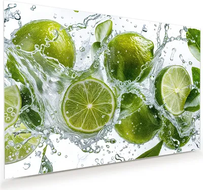 Produktbild von Glasbild 45x30cm in XXL für Wohnzimmer, Schlafzimmer Motiv Spritzige Limetten