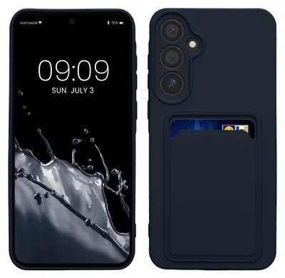 Produktbild von kwmobile Handyhülle für Samsung Galaxy A55 5G Hülle mit Kartenfach - TPU Case - Kabelloses Laden - Schutzhülle Cover in Dunkelblau