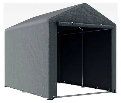 Produktbild von Garagenzelt, 1,6 x 2,18 x 1,72 m Lagerzelt mit UV-Schutz, Reißverschlusstür, wasserabweisend für Gartengeräte und Motorräder, Dunkelgrau