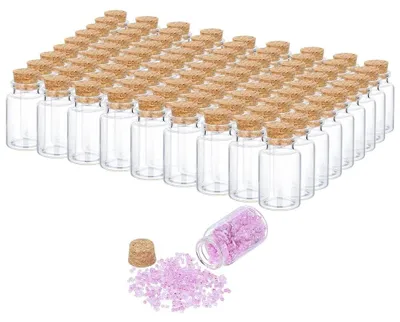 Productafbeelding van Solidchoice - Set van 100 Mini Glazen Flesjes met Kurk 20 ml