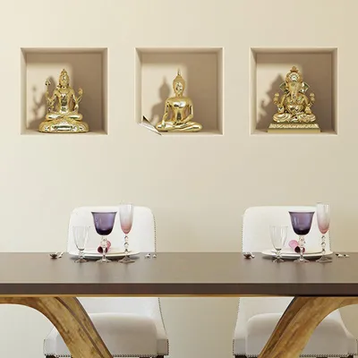 Image de Autocollants à effet 3D représentant des statues de Ganesh, 30 x 90 cm